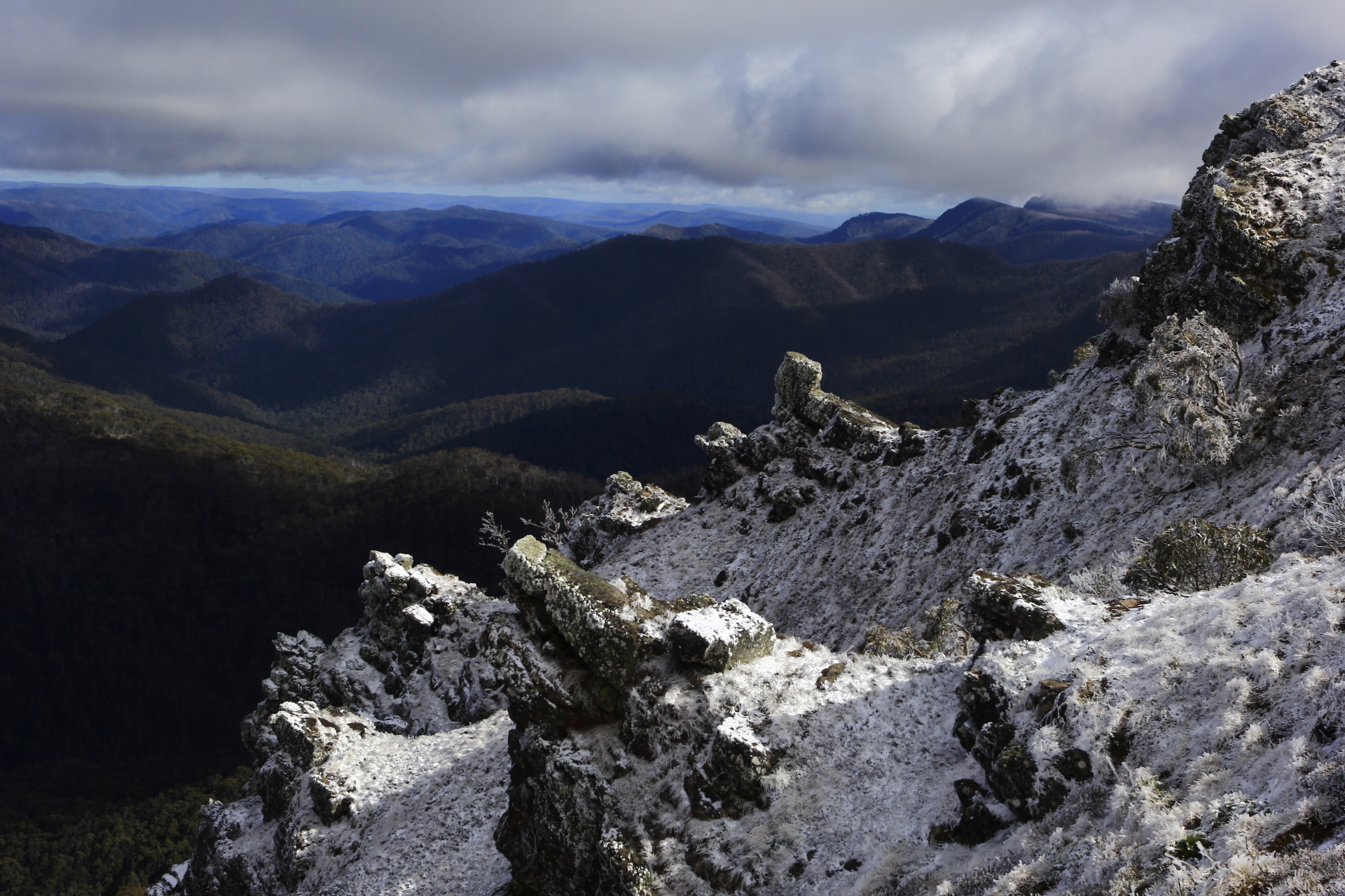 Crosscut Saw Covered in Snow, AAWT Crosscut Saw Alpine National Park